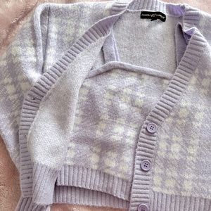Cardigan and crop top sweater set lilac